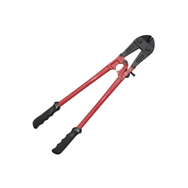 SG03856 Bolt cutter Very robust and strong, made by using a special process with mangan-vanadium steel which contains high carbon levels. Induction hardened out of Rockwell HRC 55-60. Knifes are parallel adjustable. Gummy hand grips.